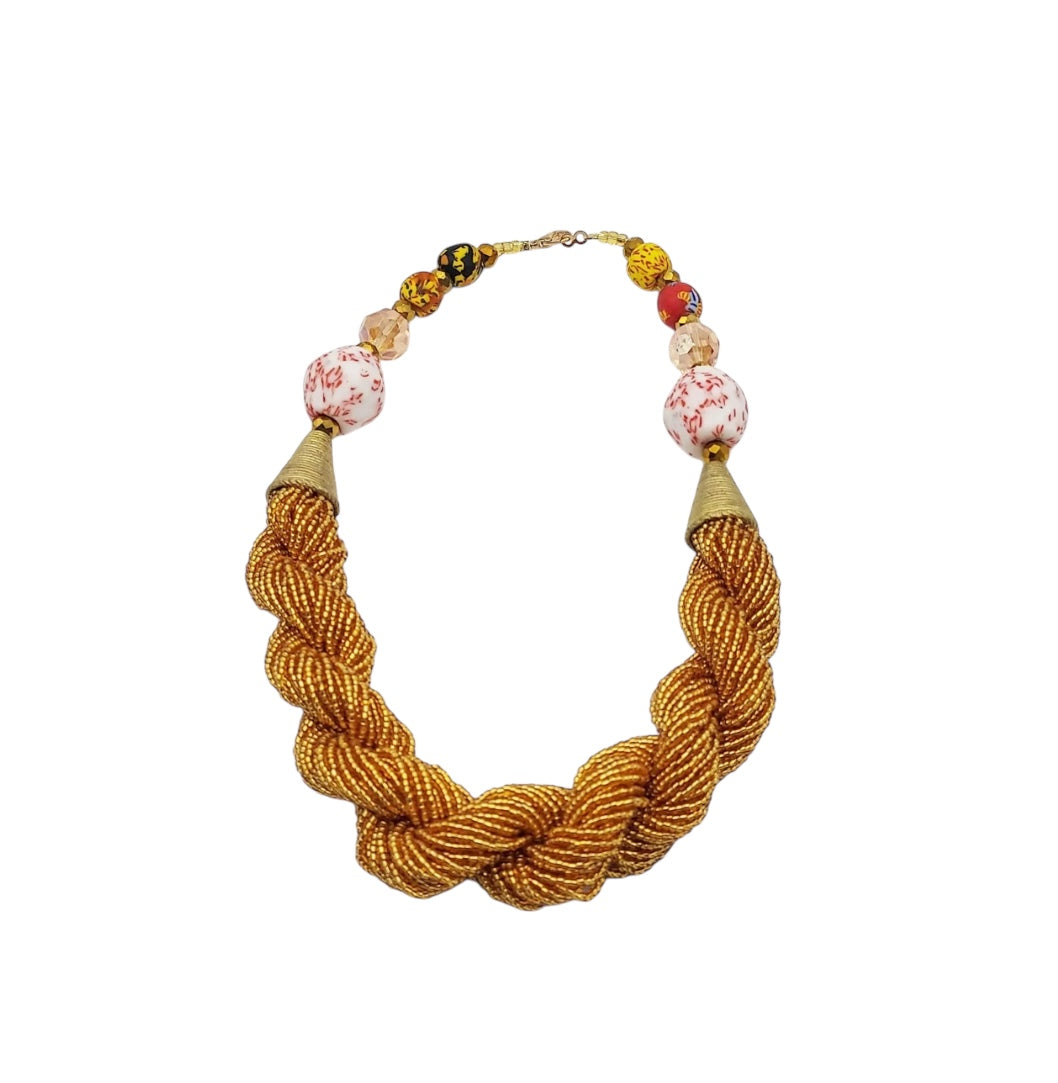 Elengi Micro Beads Brass Handmade Necklace – A Timeless African Treasure