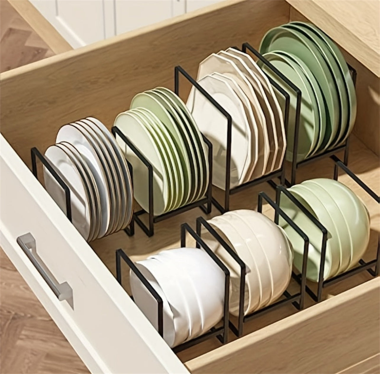 3-Piece Metal Plate Rack Storage Set – Vertical Holder for Kitchen Organisation