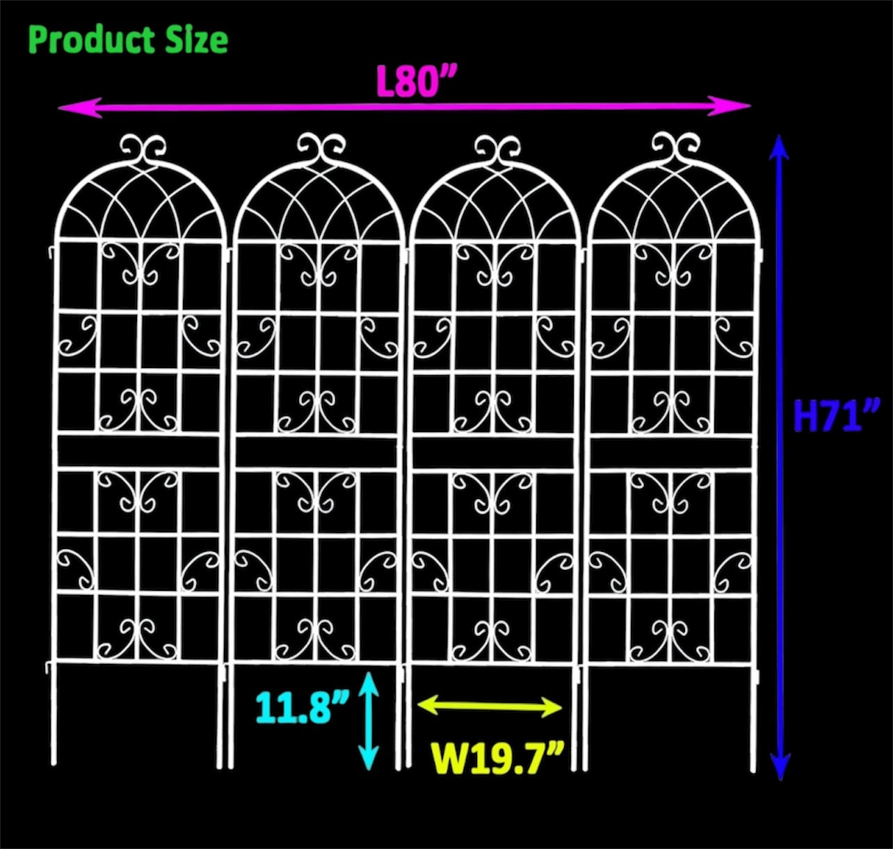 4-Pack Metal Garden Trellis – Sturdy & Decorative Plant Support