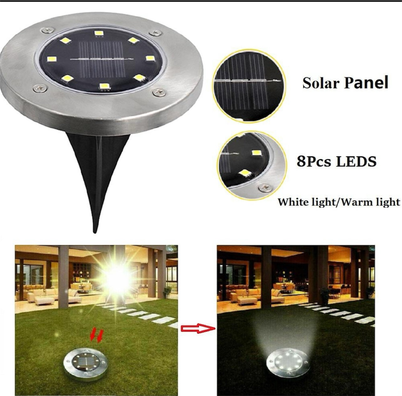 8 LED Solar Pathway Lights – Wireless & Weatherproof Outdoor Lighting