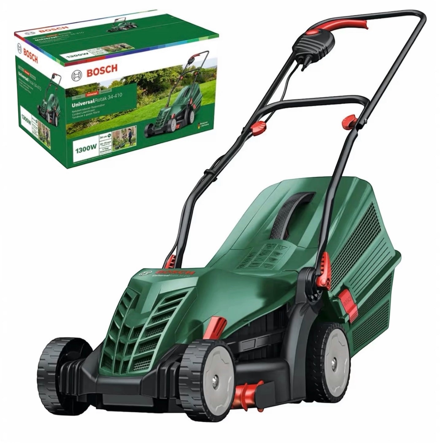 Bosch UniversalRotak 34-410 Corded Lawnmower 230V 34cm Cutting Width