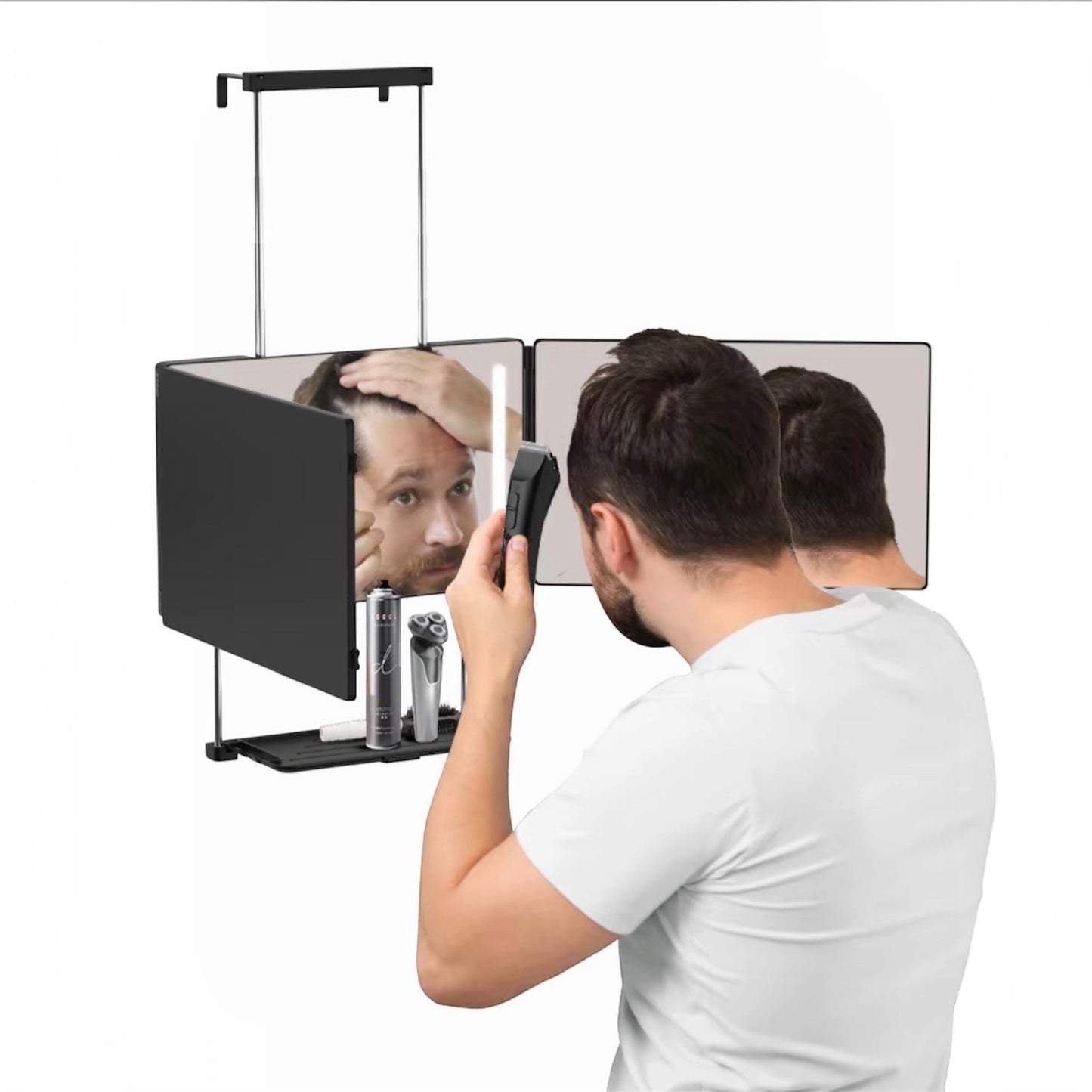 Umitec Adjustable LED 3-Way Mirror with Shelf