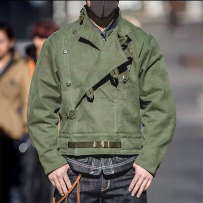 Men’s Swedish Motorcycle Jacket Military Green Cotton Canvas Workwear