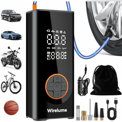 Cordless Tyre Inflator Portable Air Compressor 150 PSI Digital Air Pump with Auto Shut Off and LED Light