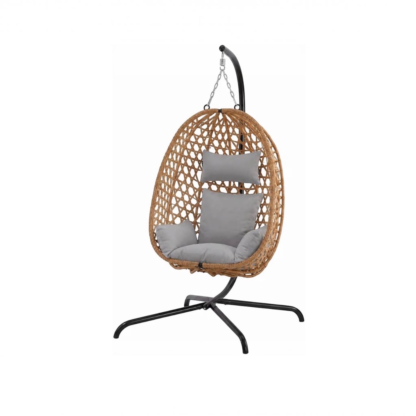 URBNLIVING Hanging Egg Chair with Stand PE Rattan Indoor Outdoor Swing Seat