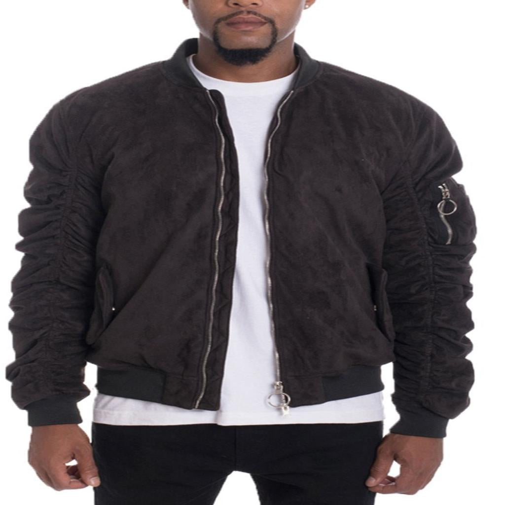 Faux Suede Bomber Men’s Jacket