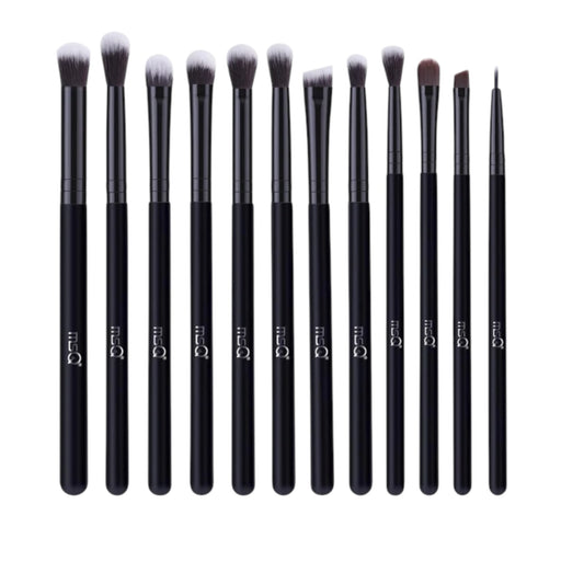 12-Piece Professional Eyeshadow Brush Set – For Blending, Concealer, Eyeliner & Eyebrows (Pure Black)