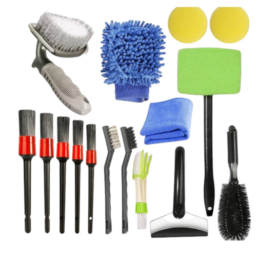 16-Piece Car Detailing Brush Set for Comprehensive Auto Cleaning and Maintenance