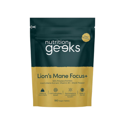 Lion’s Mane Mushroom 4000mg with Vitamin B1 & Black Pepper – 180 Vegan Tablets for Cognitive & Nervous System Support