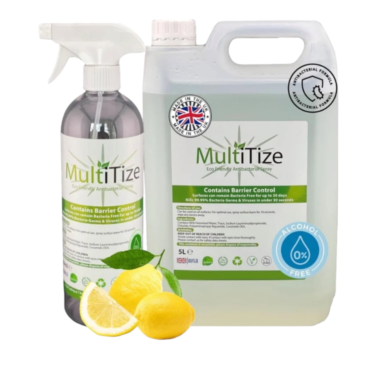 MultiTize Eco Antibacterial Cleaner | 5L Refill & Spray Bottle Set