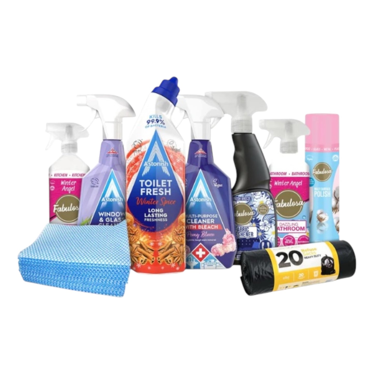 9 Piece Sunday Blitz Cleaning Bundle All-In-One Home Cleaning Kit Perfect for Kitchen Bathroom Windows & General Surfaces