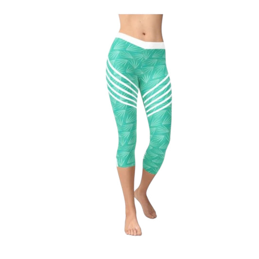 Turquoise Sports Capri Leggings – Performance & Style in Motion