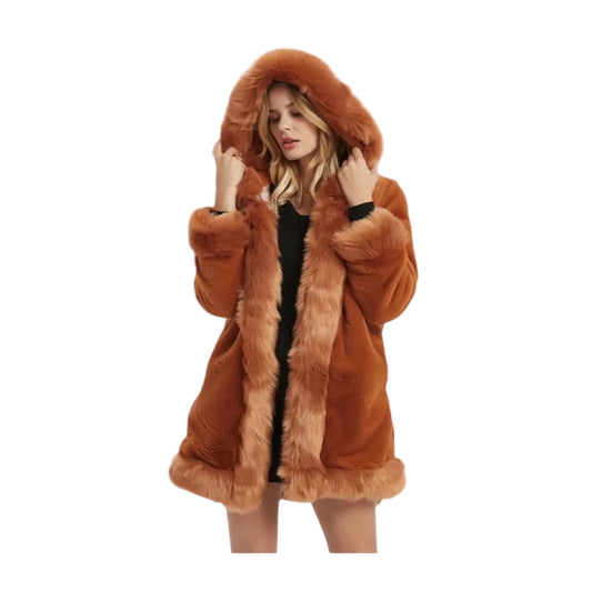 Luxury Faux Fur Hooded Coat – Cozy & Chic