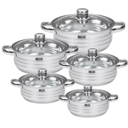 AKH HOUSEWARE Premium Casserole Dish Set – 3 Stock Pots with Lids