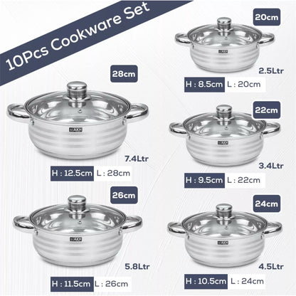 AKH HOUSEWARE Premium Casserole Dish Set – 3 Stock Pots with Lids