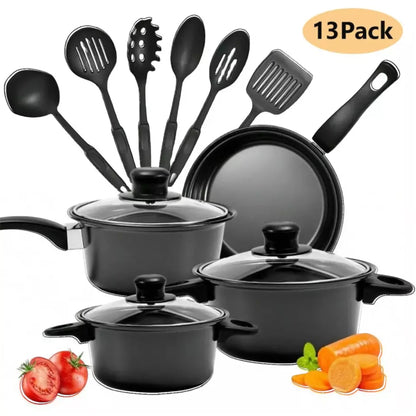 13-Piece Non-Stick Cookware Set with Lids – Includes Saucepan & Frying Pan (UK)