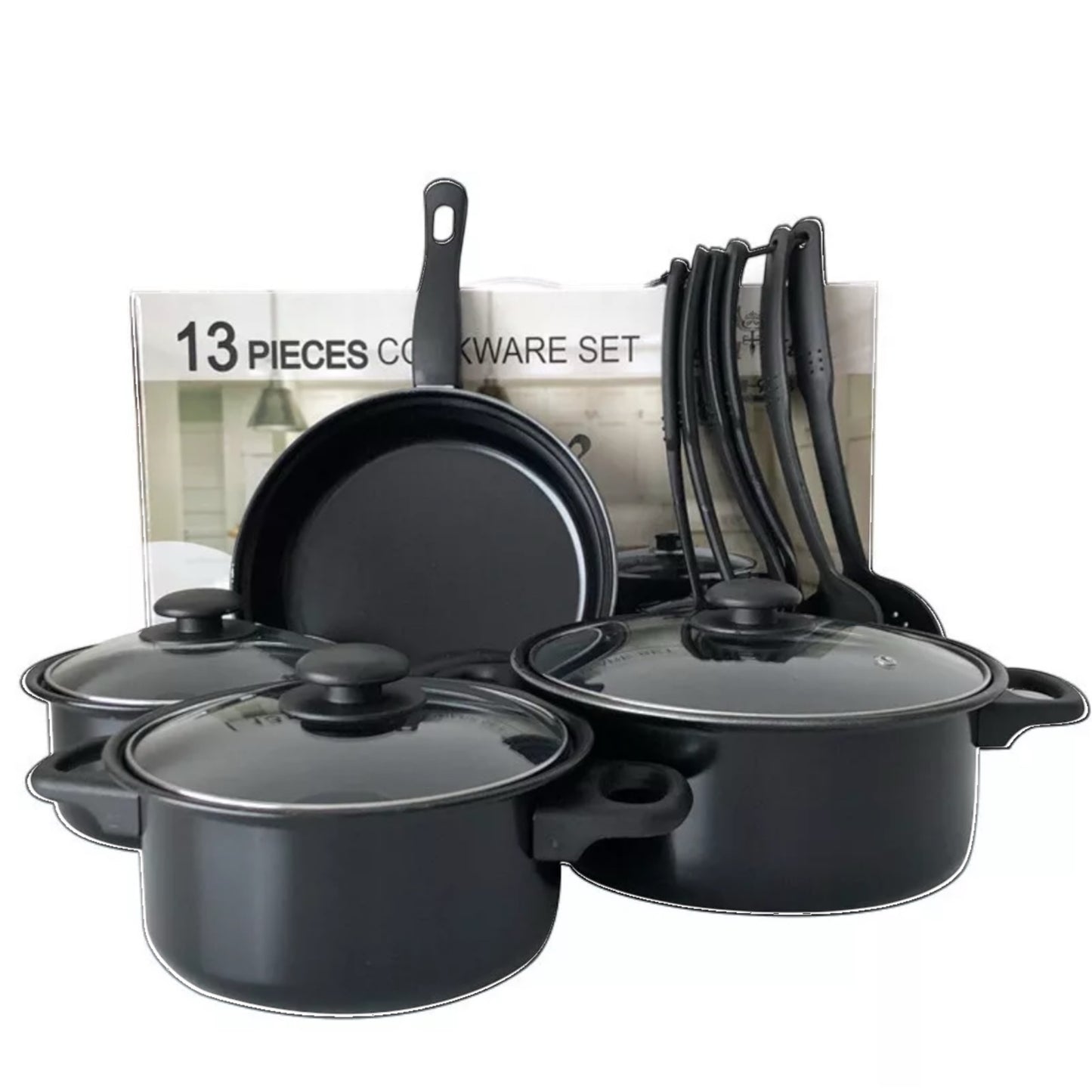 13-Piece Non-Stick Cookware Set with Lids – Includes Saucepan & Frying Pan (UK)