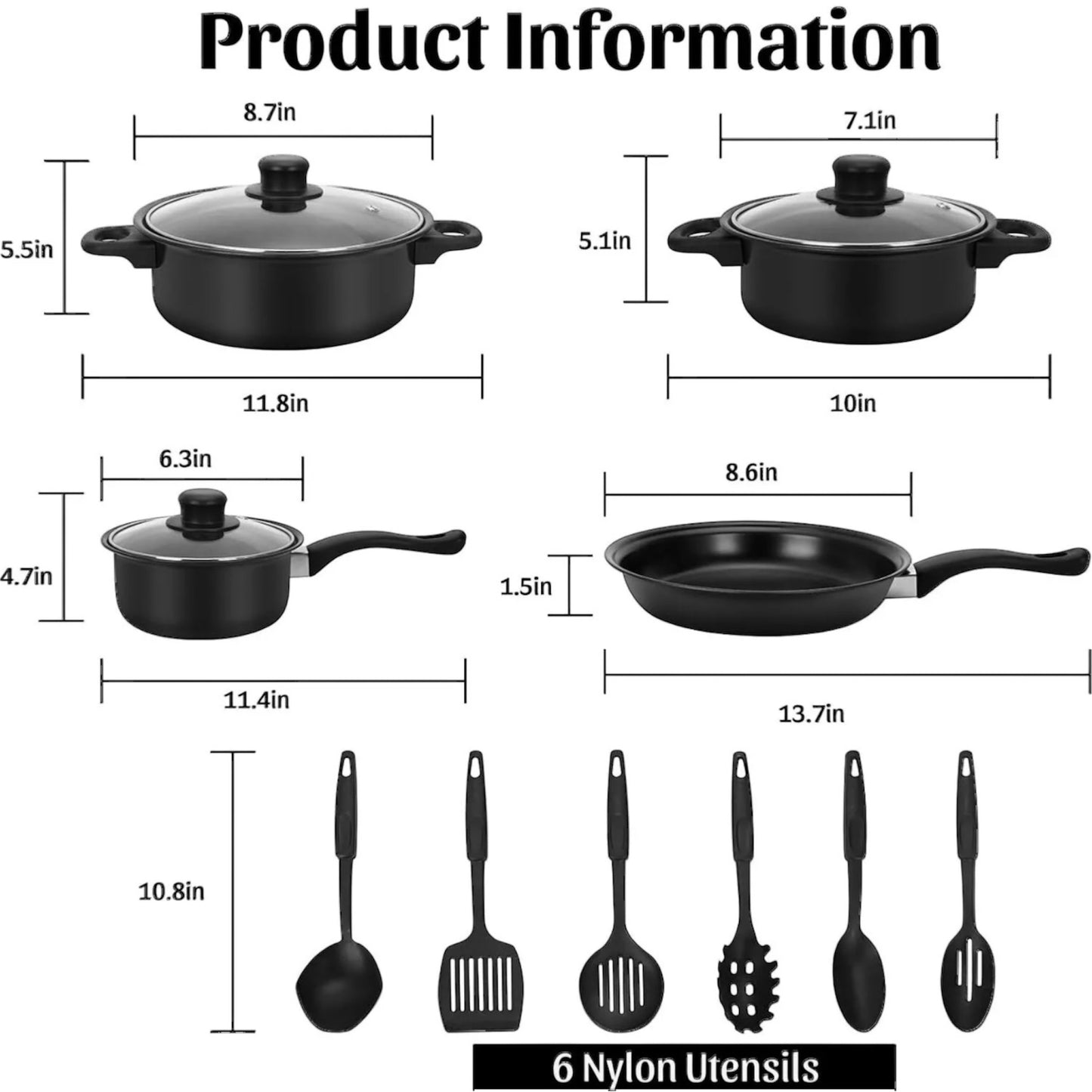 13-Piece Non-Stick Cookware Set with Lids – Includes Saucepan & Frying Pan (UK)