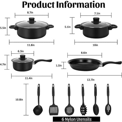 13-Piece Non-Stick Cookware Set with Lids – Includes Saucepan & Frying Pan (UK)