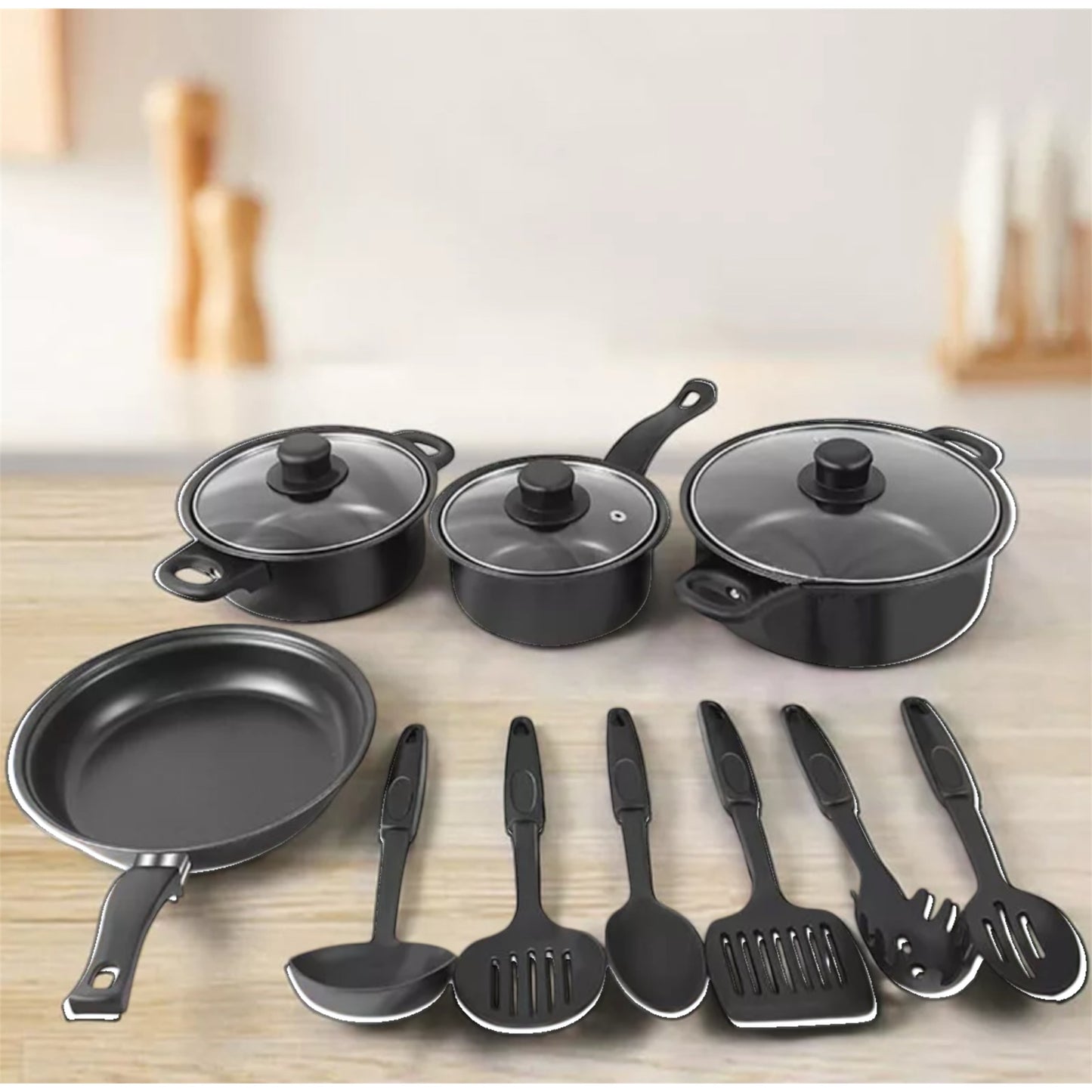 13-Piece Non-Stick Cookware Set with Lids – Includes Saucepan & Frying Pan (UK)