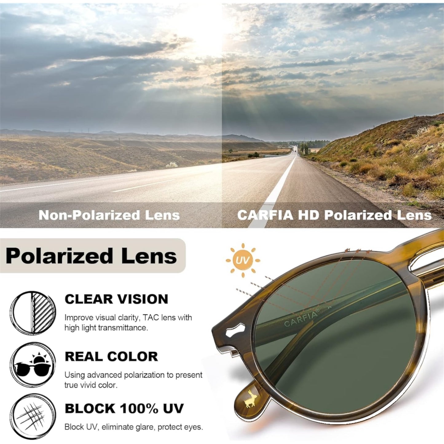 Men’s Polarized Vintage Sunglasses – UV400 Protection for Driving & Travel