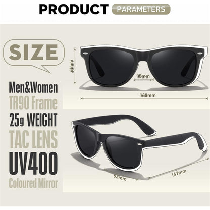 Polarized UV400 Rectangular Sunglasses - Classic Retro Unisex Shades for Cycling, Driving & Fishing