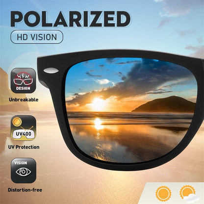 Polarized UV400 Rectangular Sunglasses - Classic Retro Unisex Shades for Cycling, Driving & Fishing