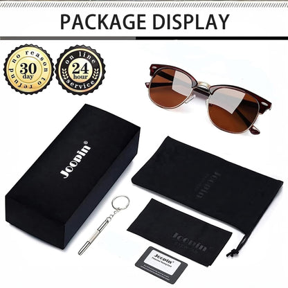 Semi-Rimless Polarized Sunglasses for Men & Women – Retro UV400 Protection Half-Frame Design