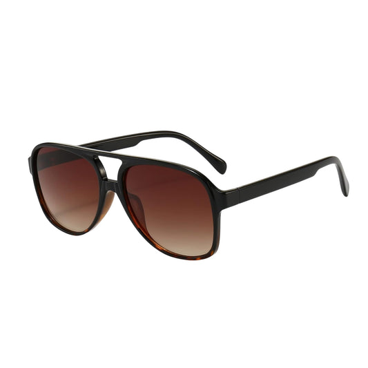 Oversized Retro Polarized Sunglasses - 70s Pilot Style with Large Frame, Double Bridge & UV400 Protection