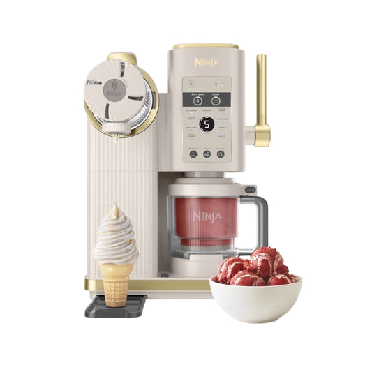 CREAMi Scoop and Swirl Ice Cream Machine with 2x Tubs, 13 Functions, Makes Ice Cream, Soft Serve, Gelato, Sorbet, Milkshakes and More, Mix-In Option, Stone Gold, NC701UKSTGD