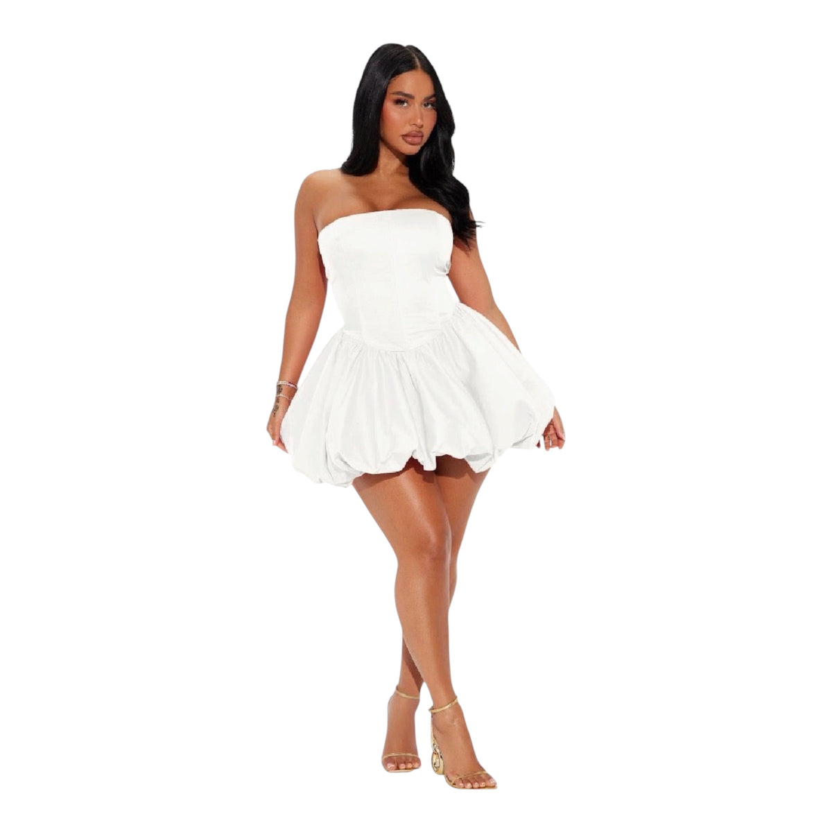 A Night in Paris Bubble Mini Dress White