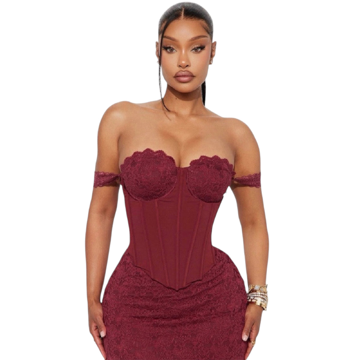 Kiss Goodbye Lace Mini Dress Burgundy