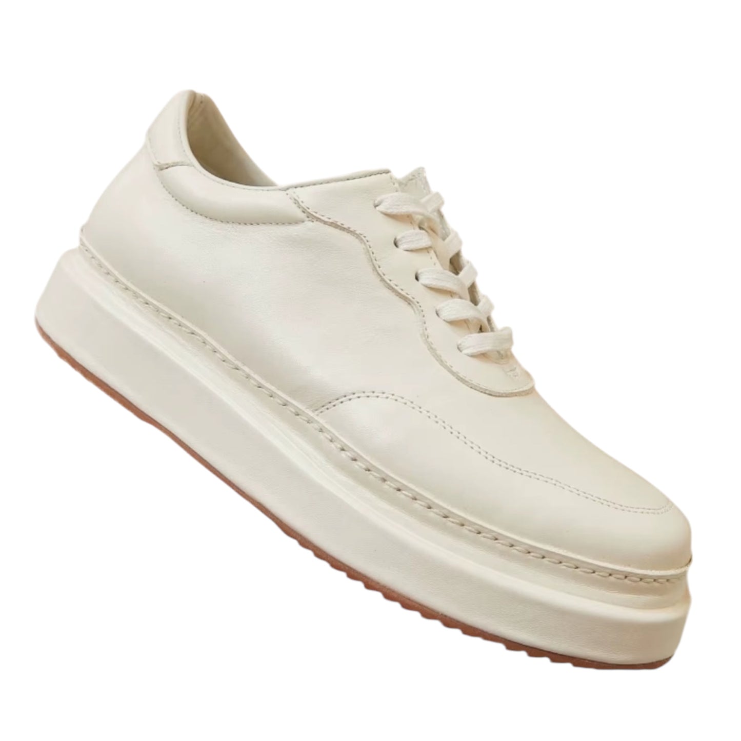 Spring New Men’s Horse Leather Thick-Soled White Casual Board Shoes – Simple British Style