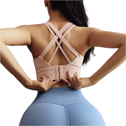Gym Push-Up Sports Bra for Women | High Impact Workout Top with Back Closure | Supportive Crop Fitness Wear for Yoga & Gym
