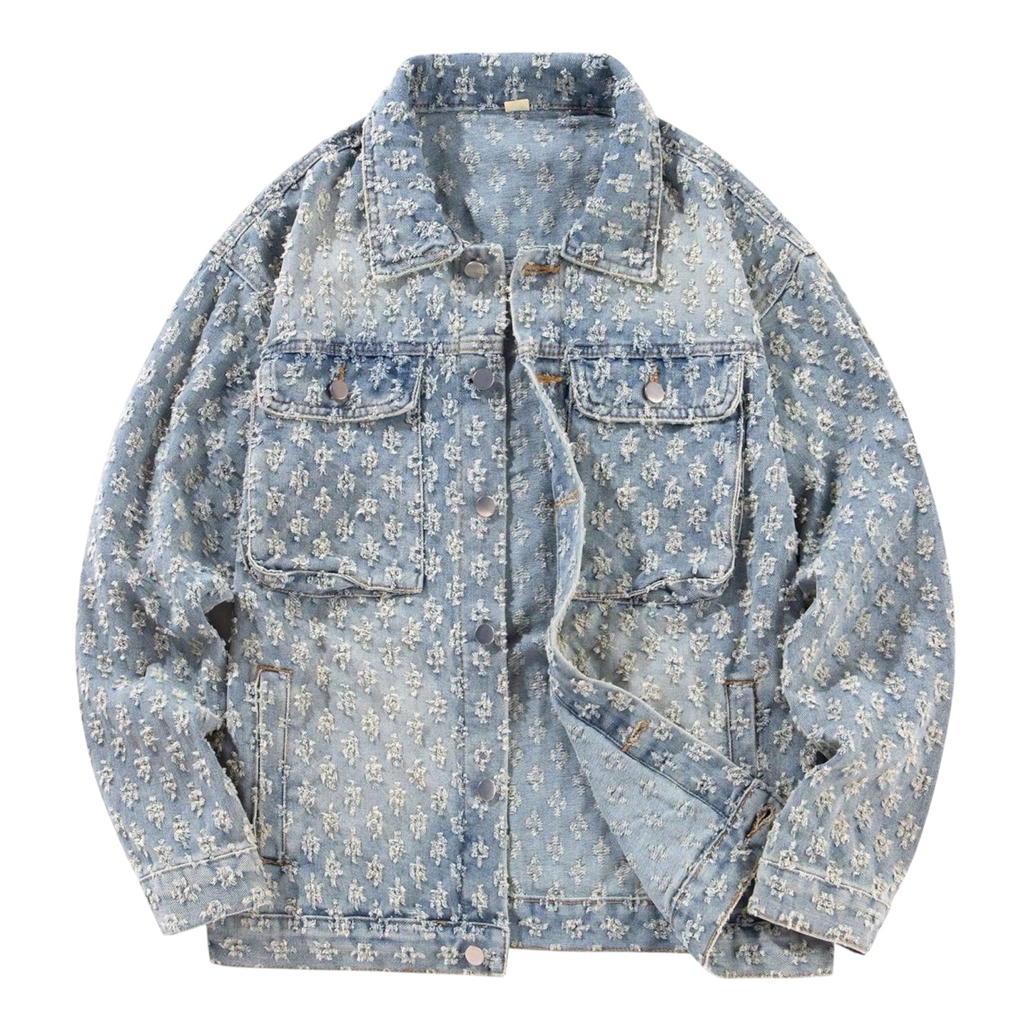 Men’s Retro Streetwear American-Style Floral Print Denim Jacket – Avant-Garde & Casual Amekaji Look