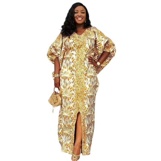 African Dresses for Women plus Size Africa Clothes Dashiki Ankara Sequin Outfit Gown Kaftan Muslim Wedding Party Long Maxi Dress