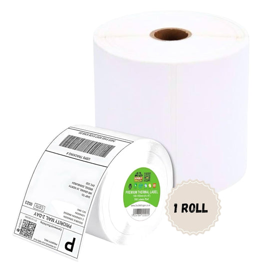100 x 150 mm (4" x 6") Premium Coated Self-Adhesive Direct Thermal Labels – Compatible with Zebra, MUNBYN and More [1 Roll – 500 Labels]