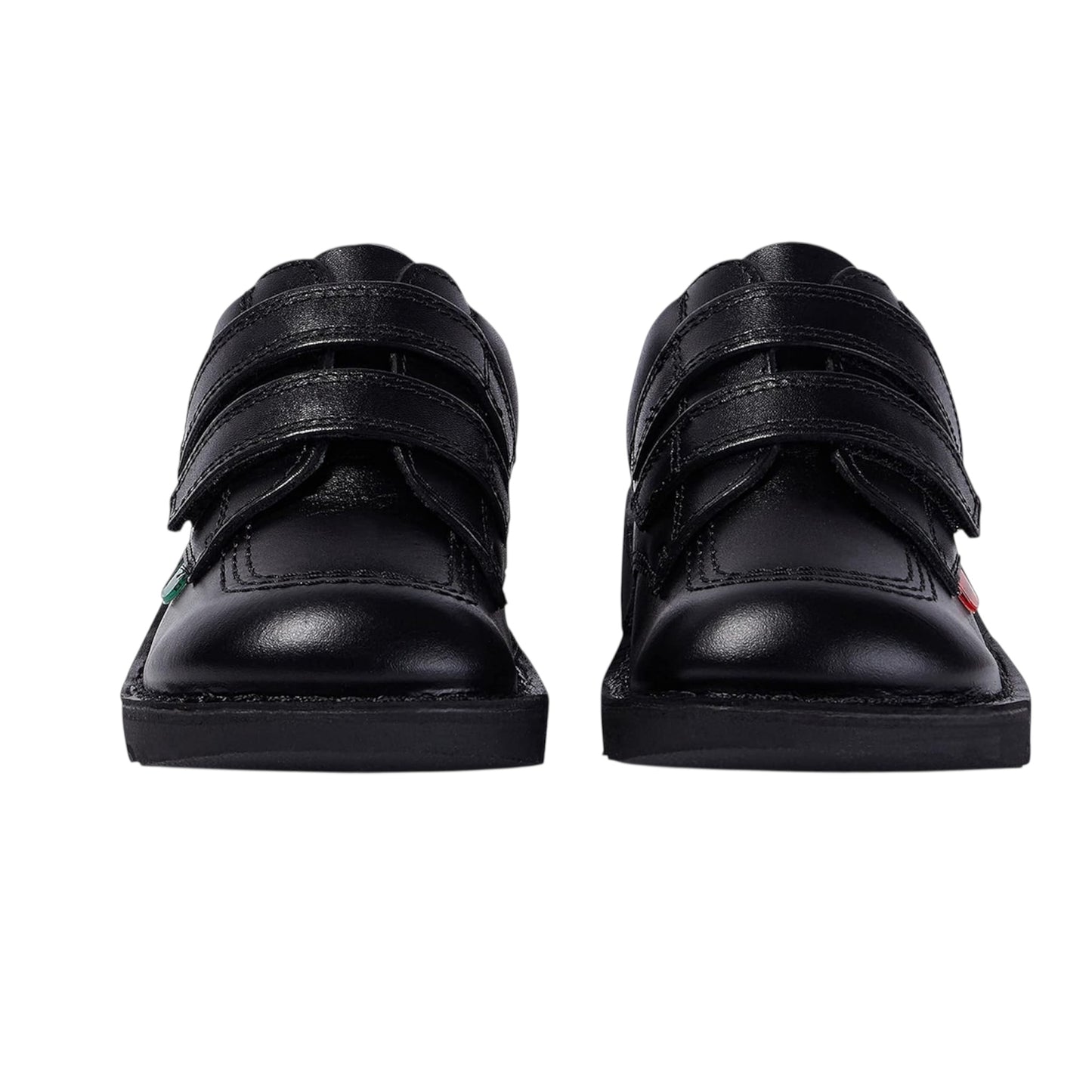 Unisex Kids Kick Lo Vel Twin Strap Black Leather School Uniform Shoes | Smart Everyday School Look | Hook & Loop Fastening, Cushioned for All-Day Wear, Sizes from 12.5, 13 uk child and 1, 2, 2.5 uk