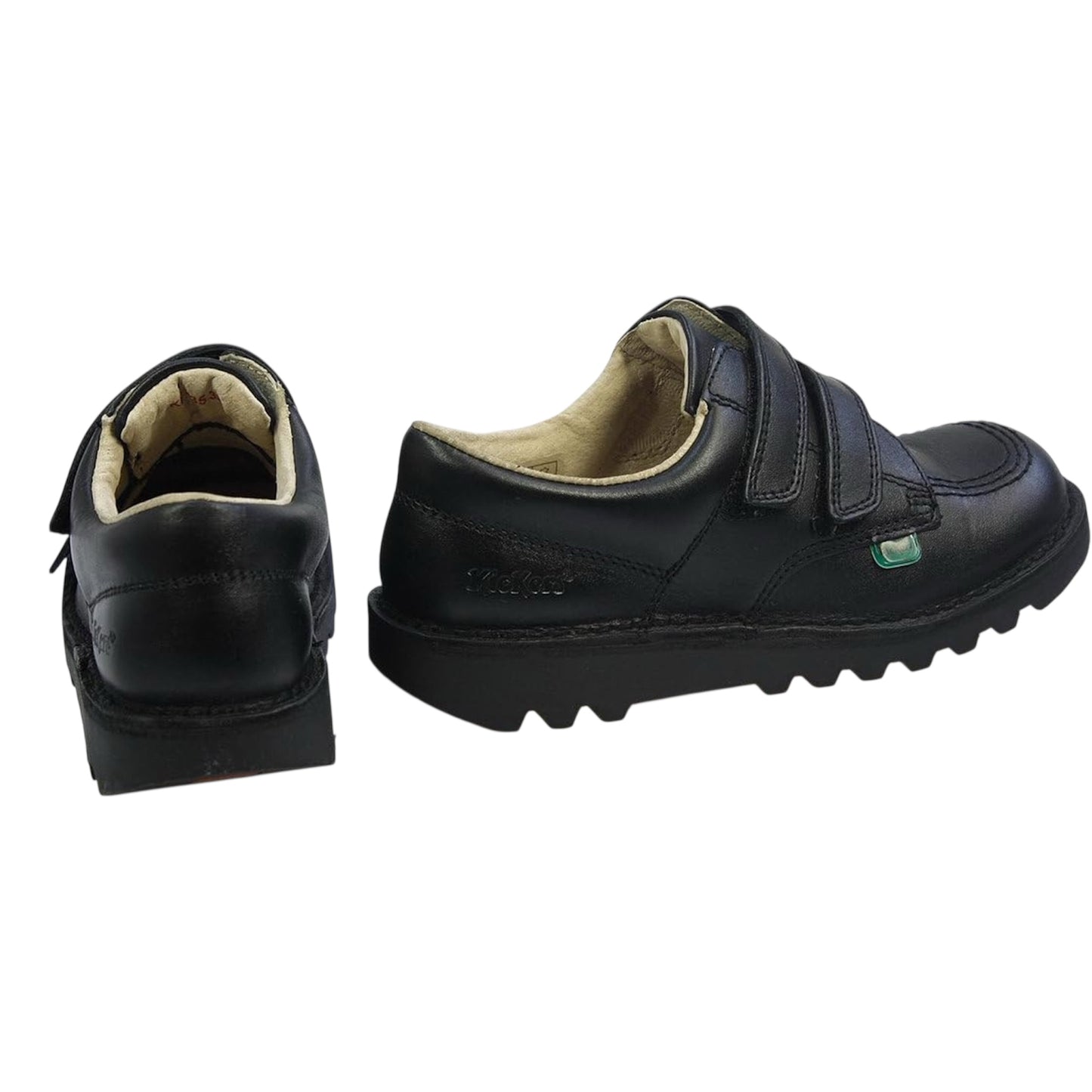 Unisex Kids Kick Lo Vel Twin Strap Black Leather School Uniform Shoes | Smart Everyday School Look | Hook & Loop Fastening, Cushioned for All-Day Wear