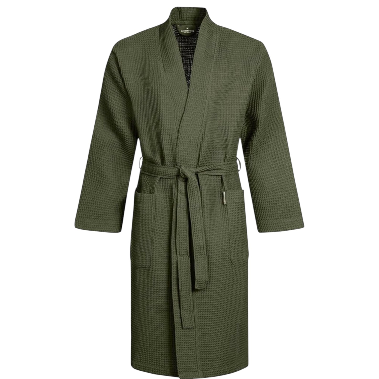 Men's Waffle Dressing Gown – 100% Cotton Lightweight Kimono Bathrobe