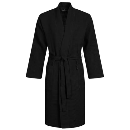 Men's Waffle Dressing Gown – 100% Cotton Lightweight Kimono Bathrobe