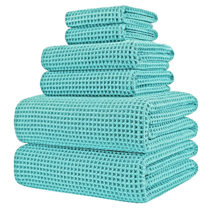 Microfibre Oversize, 76 X 152 Cm, Quick Dry Lint Free Bath Towel Set, 6 Piece (White, Waffle Weave)