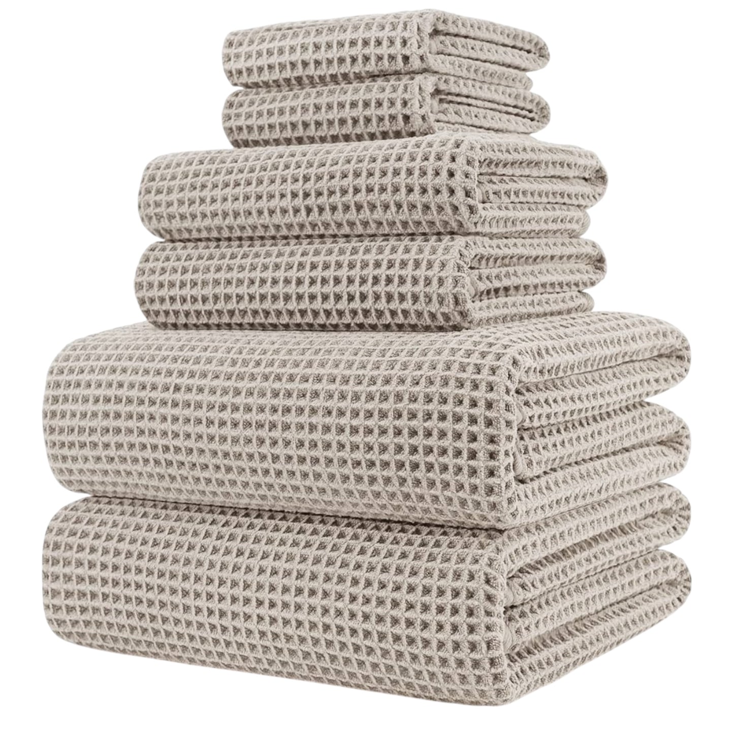 Microfibre Oversize, 76 X 152 Cm, Quick Dry Lint Free Bath Towel Set, 6 Piece (White, Waffle Weave)