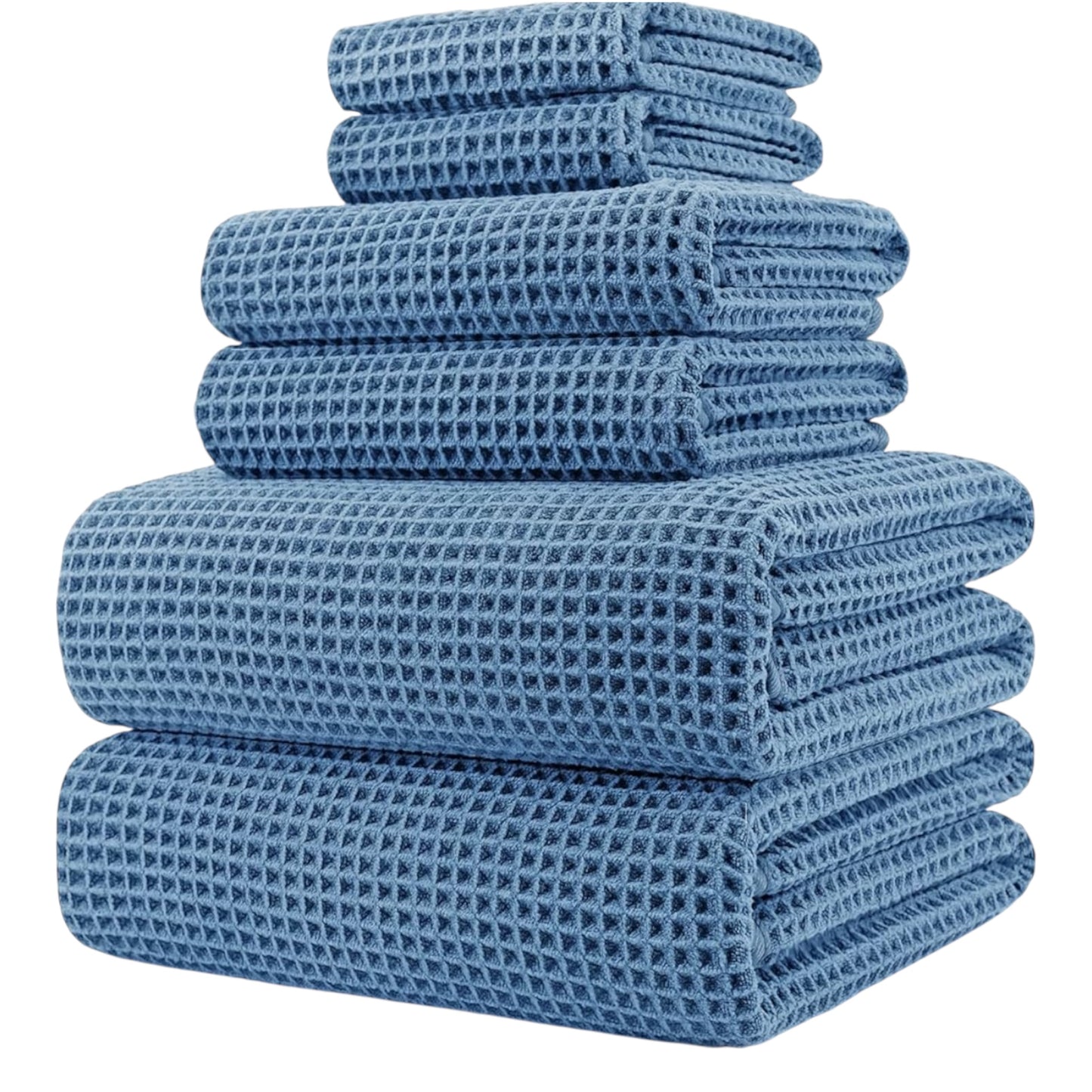 Microfibre Oversize, 76 X 152 Cm, Quick Dry Lint Free Bath Towel Set, 6 Piece (White, Waffle Weave)