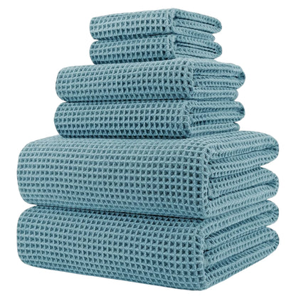 Microfibre Oversize, 76 X 152 Cm, Quick Dry Lint Free Bath Towel Set, 6 Piece (White, Waffle Weave)