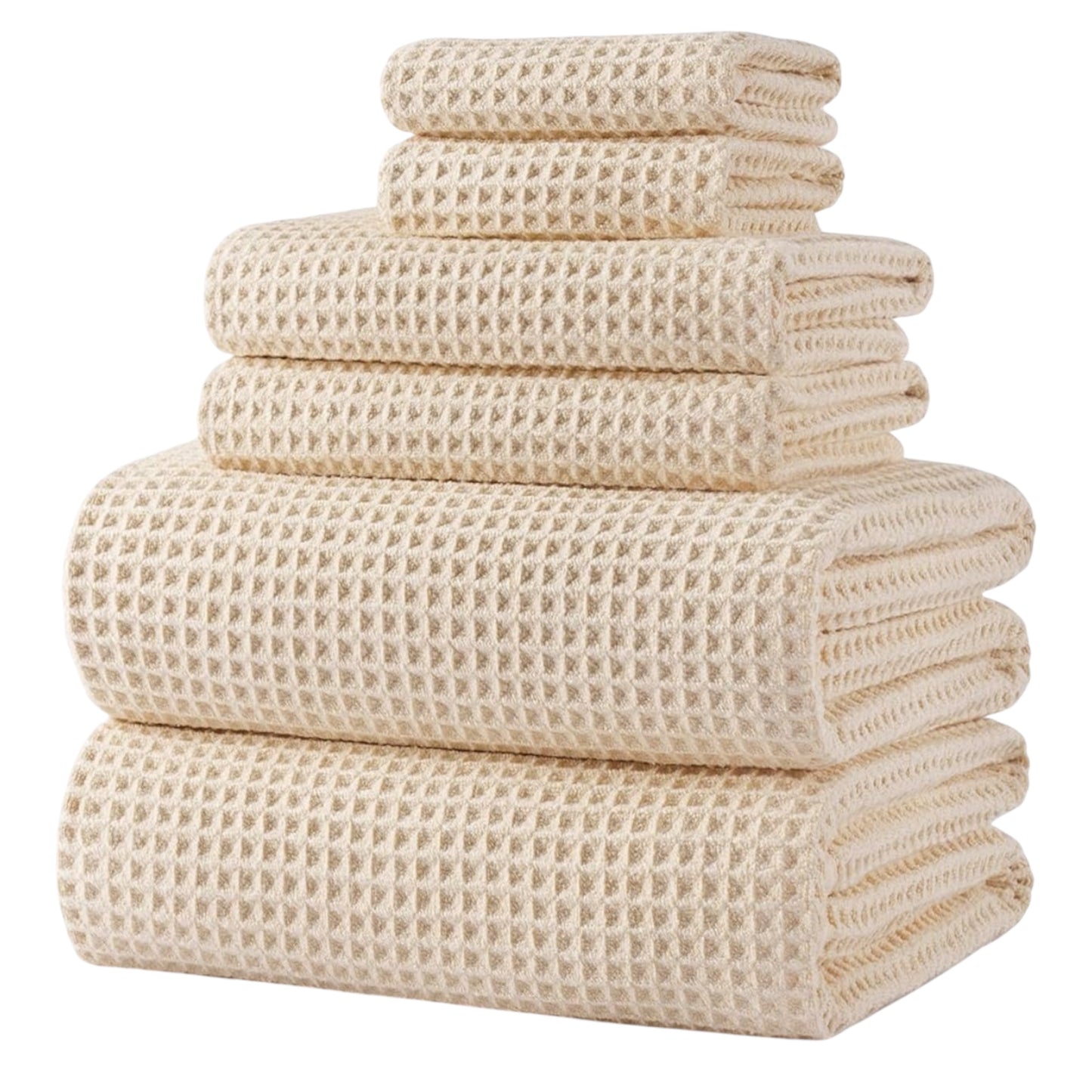 Microfibre Oversize, 76 X 152 Cm, Quick Dry Lint Free Bath Towel Set, 6 Piece (White, Waffle Weave)