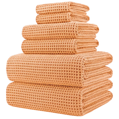 Microfibre Oversize, 76 X 152 Cm, Quick Dry Lint Free Bath Towel Set, 6 Piece (White, Waffle Weave)