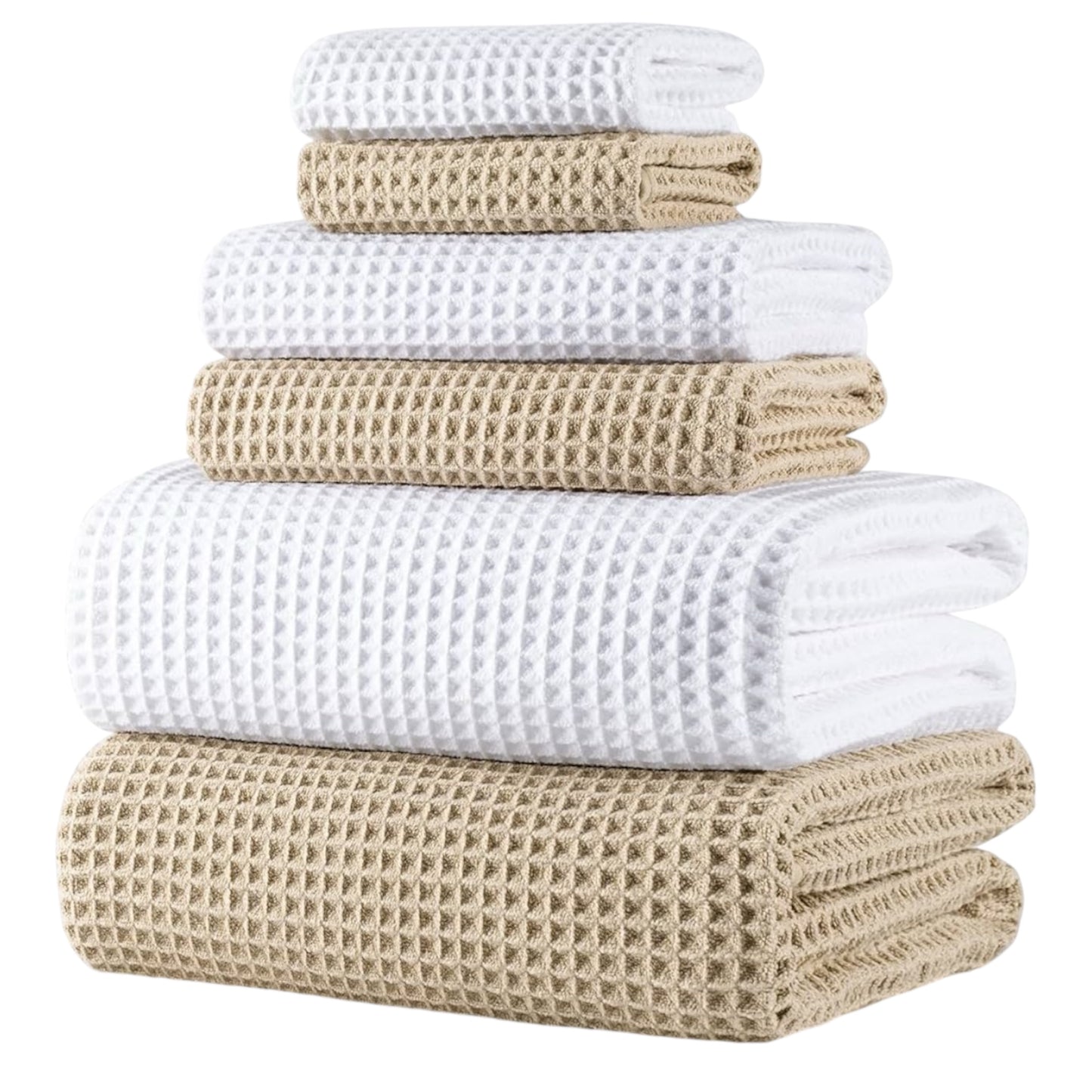 Microfibre Oversize, 76 X 152 Cm, Quick Dry Lint Free Bath Towel Set, 6 Piece (White, Waffle Weave)