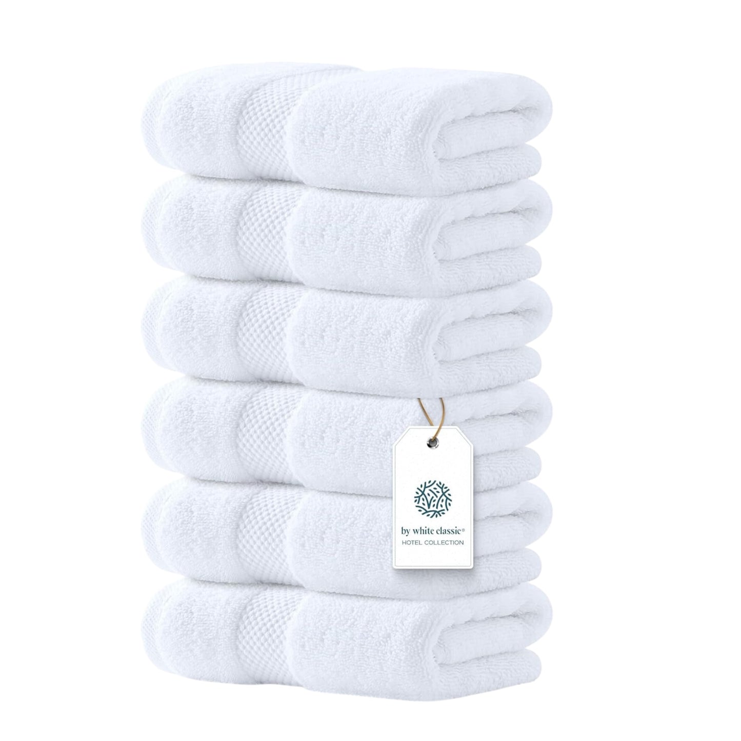 Luxury White Hand Towels – 100% Cotton, Hotel Collection – Set of 6 (40 x 76 cm)