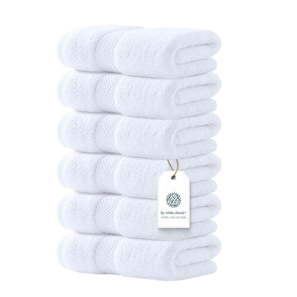 Luxury White Hand Towels – 100% Cotton, Hotel Collection – Set of 6 (40 x 76 cm)